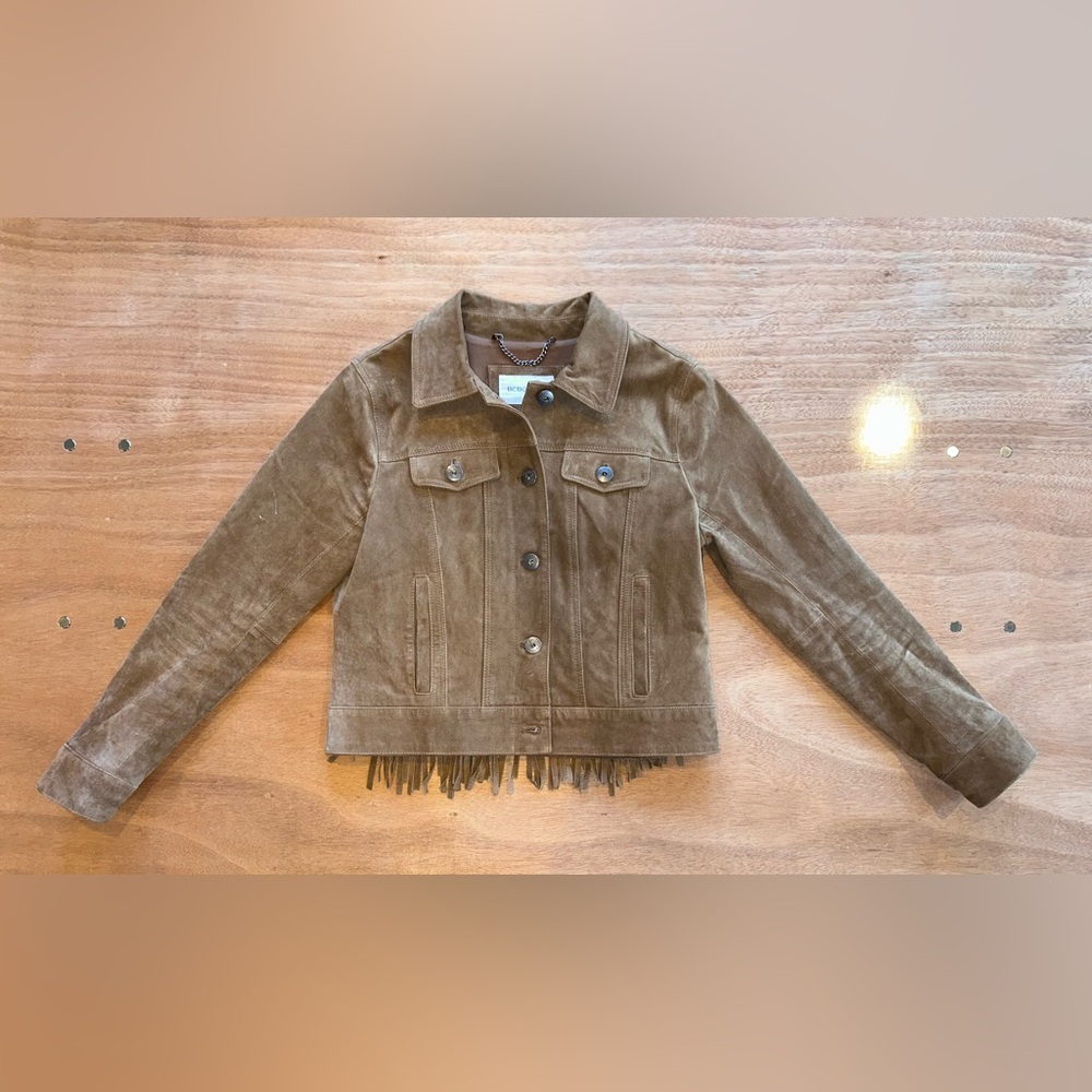 BCBGMaxAzria Brown Suede Jean Jacket - Size M